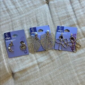 Claire's Gold Clip Earring Trio Set